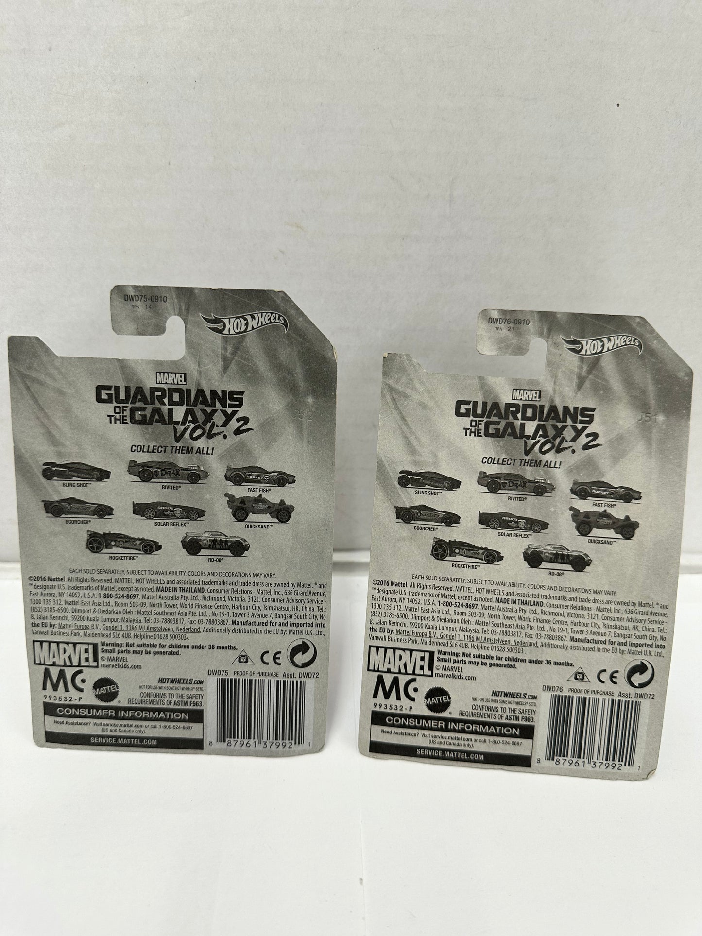 Hot Wheels Guardians of The Galaxy Vol. 2 Set of 8 Cars Lot Sealed Marvel MCU