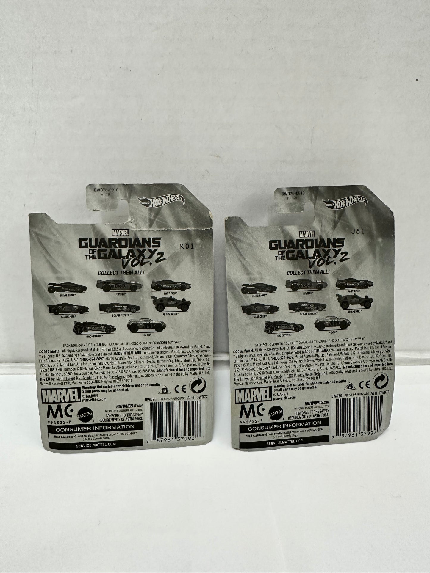 Hot Wheels Guardians of The Galaxy Vol. 2 Set of 8 Cars Lot Sealed Marvel MCU