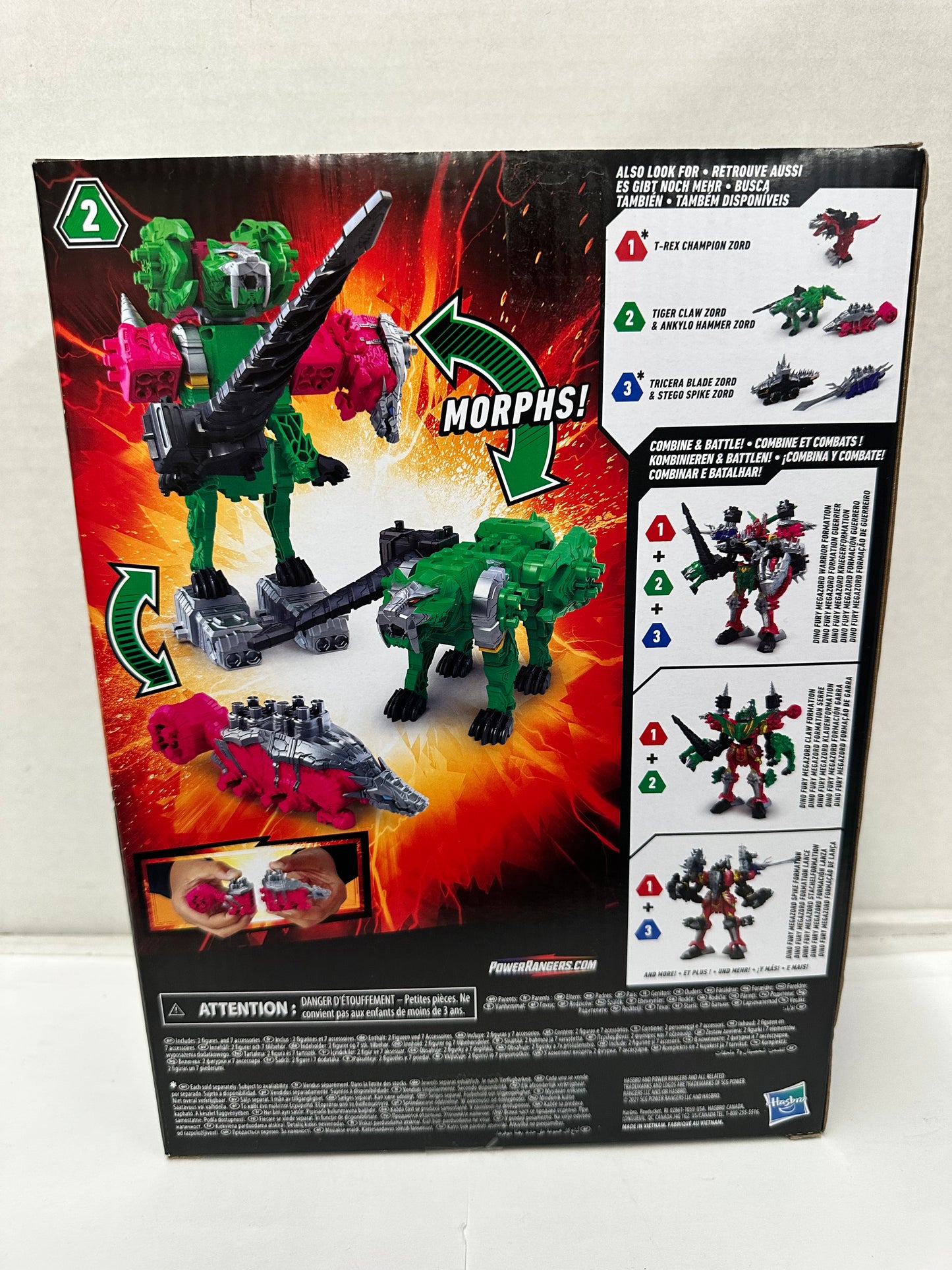 Power Rangers Dino Fury Zord Link Ankylo Hammer Zord & Tiger Claw Zord 2021