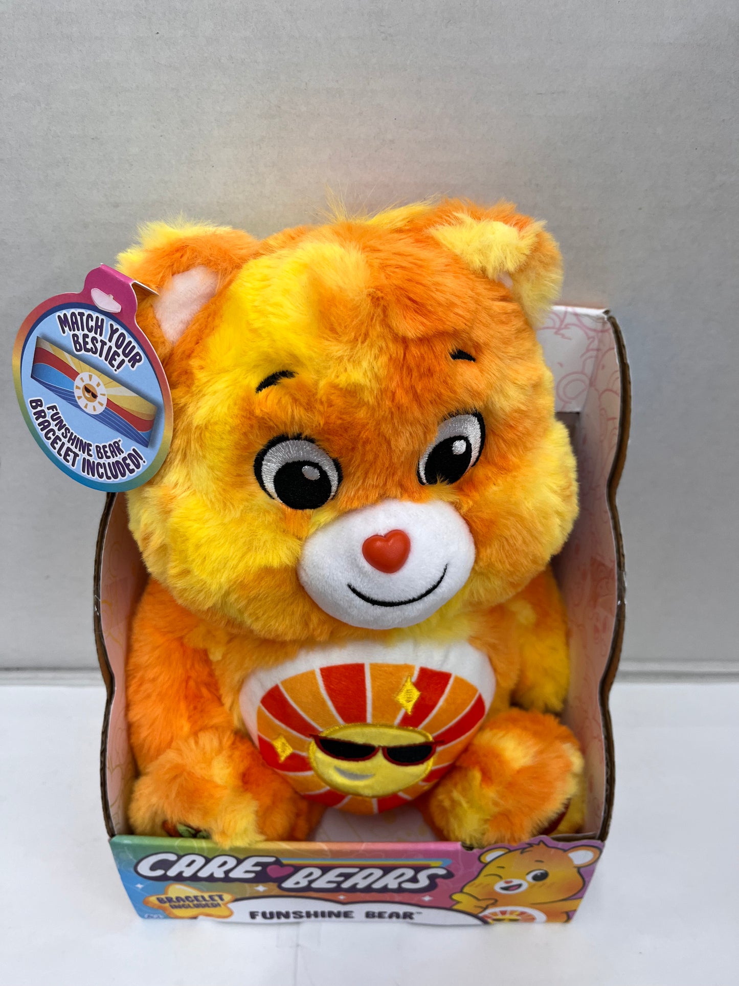 New Care Bears FUNSHINE BEAR + Bracelet Yellow Sun Belly