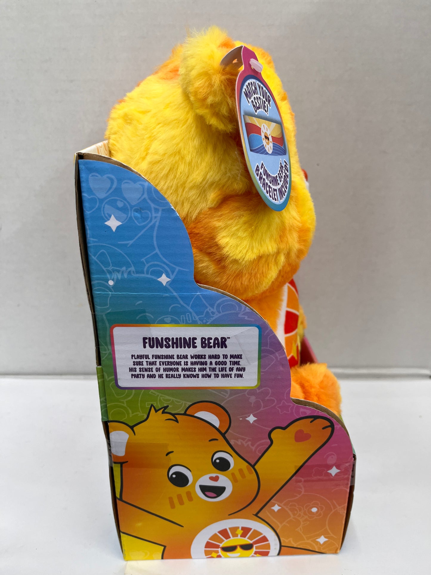 New Care Bears FUNSHINE BEAR + Bracelet Yellow Sun Belly
