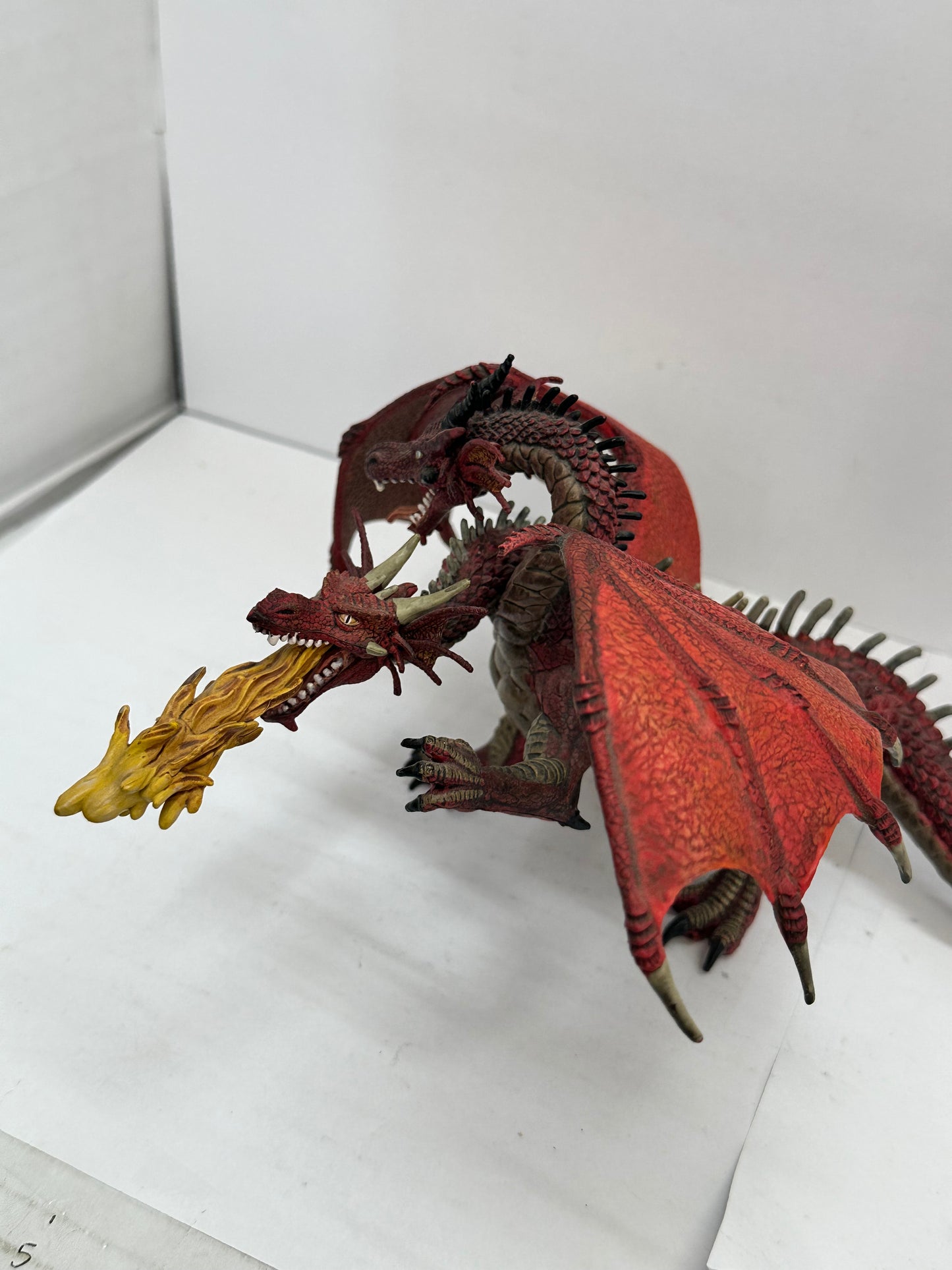 PAPO 2005 Fire Breathing Red Two Headed Dragon Figure 8" Figurine Toy