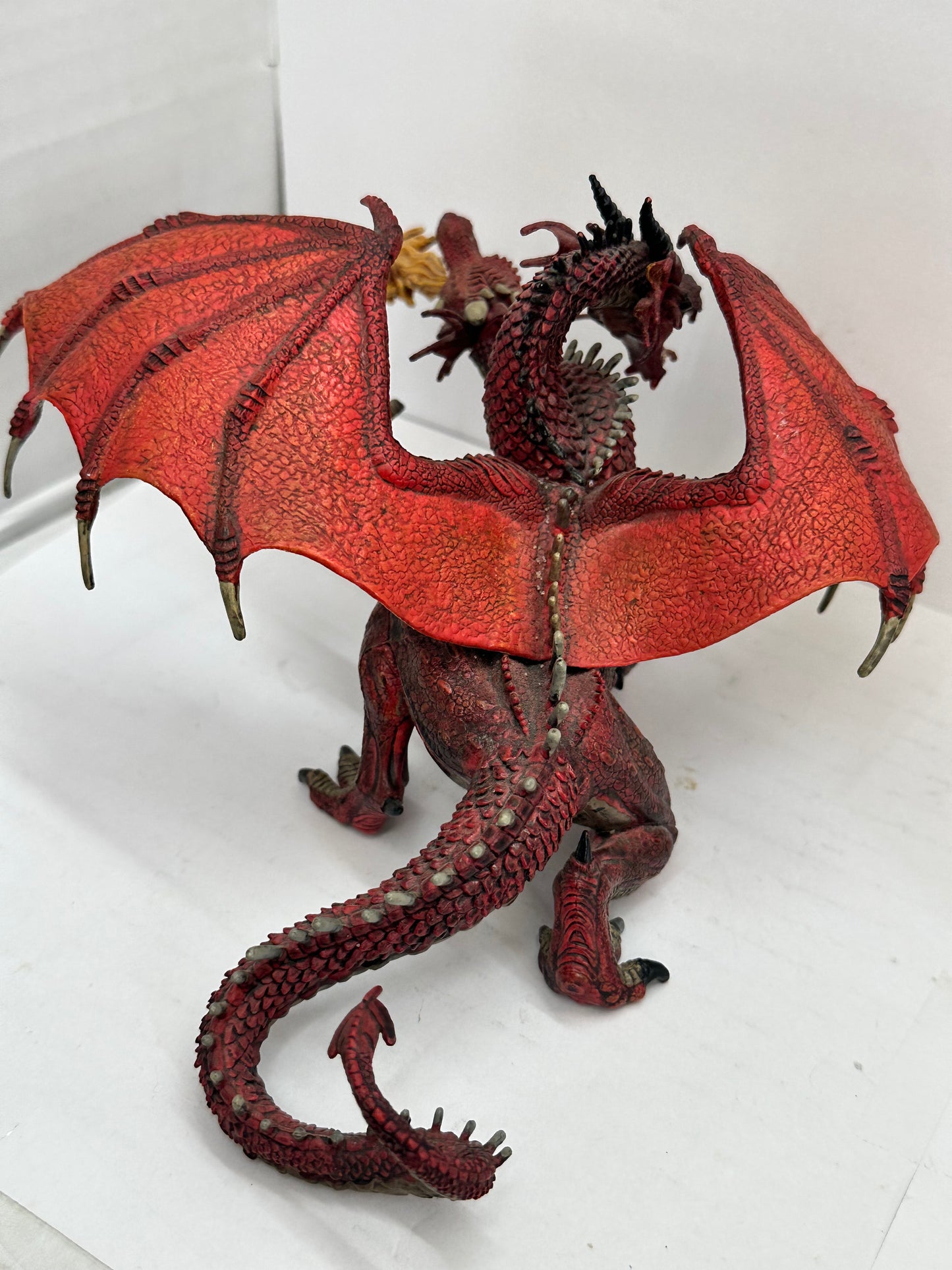 PAPO 2005 Fire Breathing Red Two Headed Dragon Figure 8" Figurine Toy