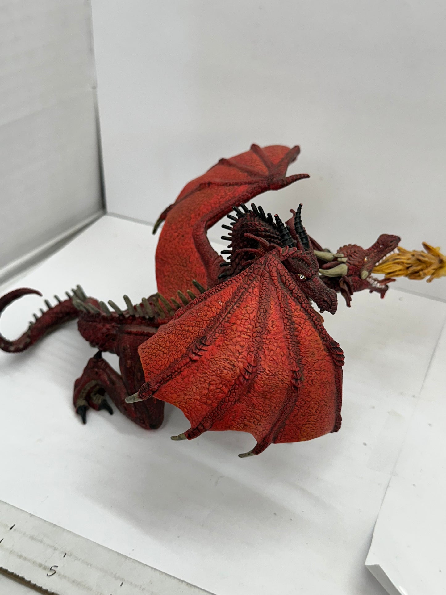 PAPO 2005 Fire Breathing Red Two Headed Dragon Figure 8" Figurine Toy