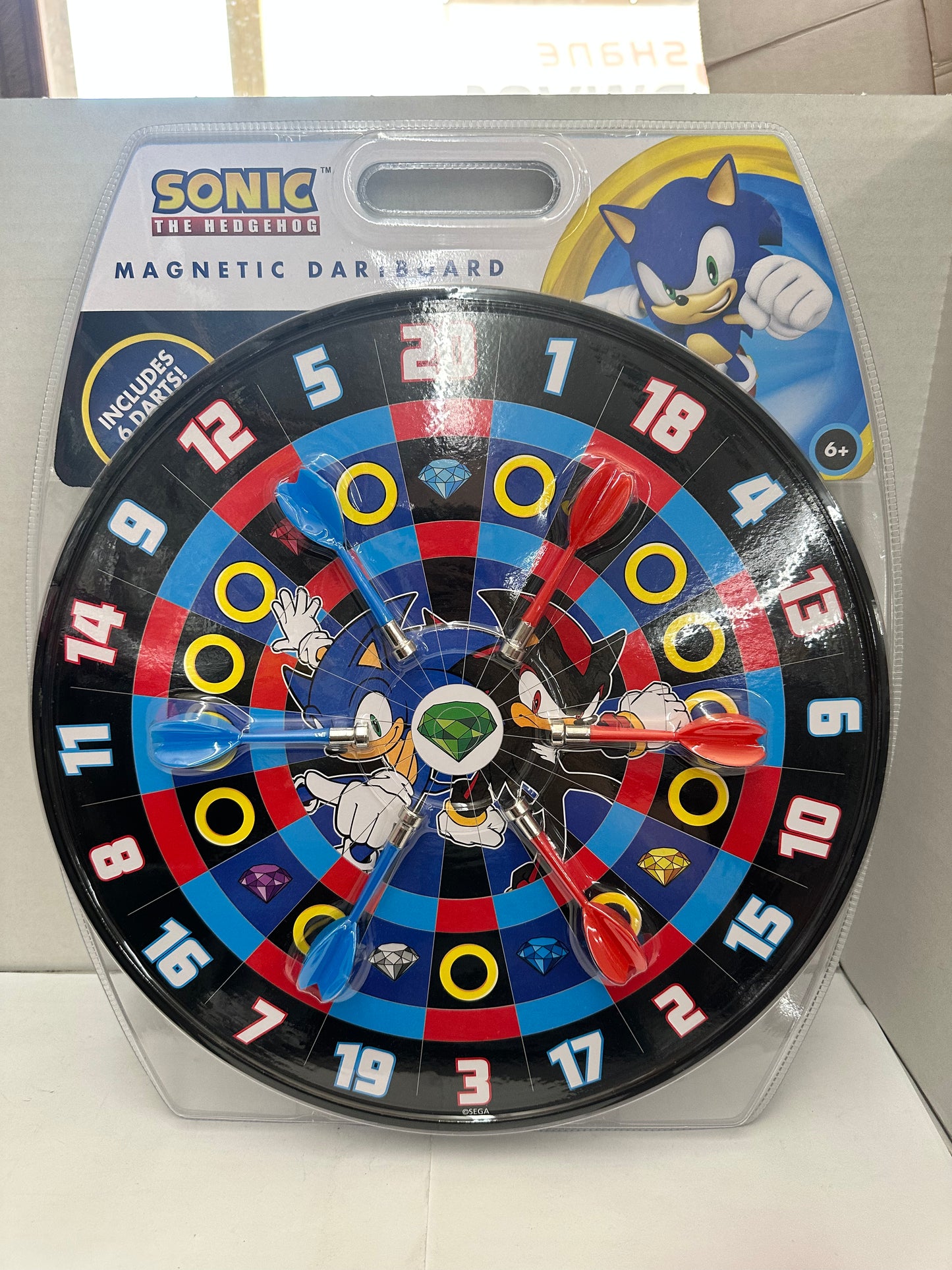 SEGA Sonic the Hedgehog Magnetic Dartboard Shadow Includes 6 Darts