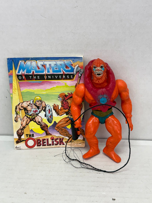Vintage He-Man MOTU Masters Figure: Soft Head Beast Man Incomplete W Comic #1