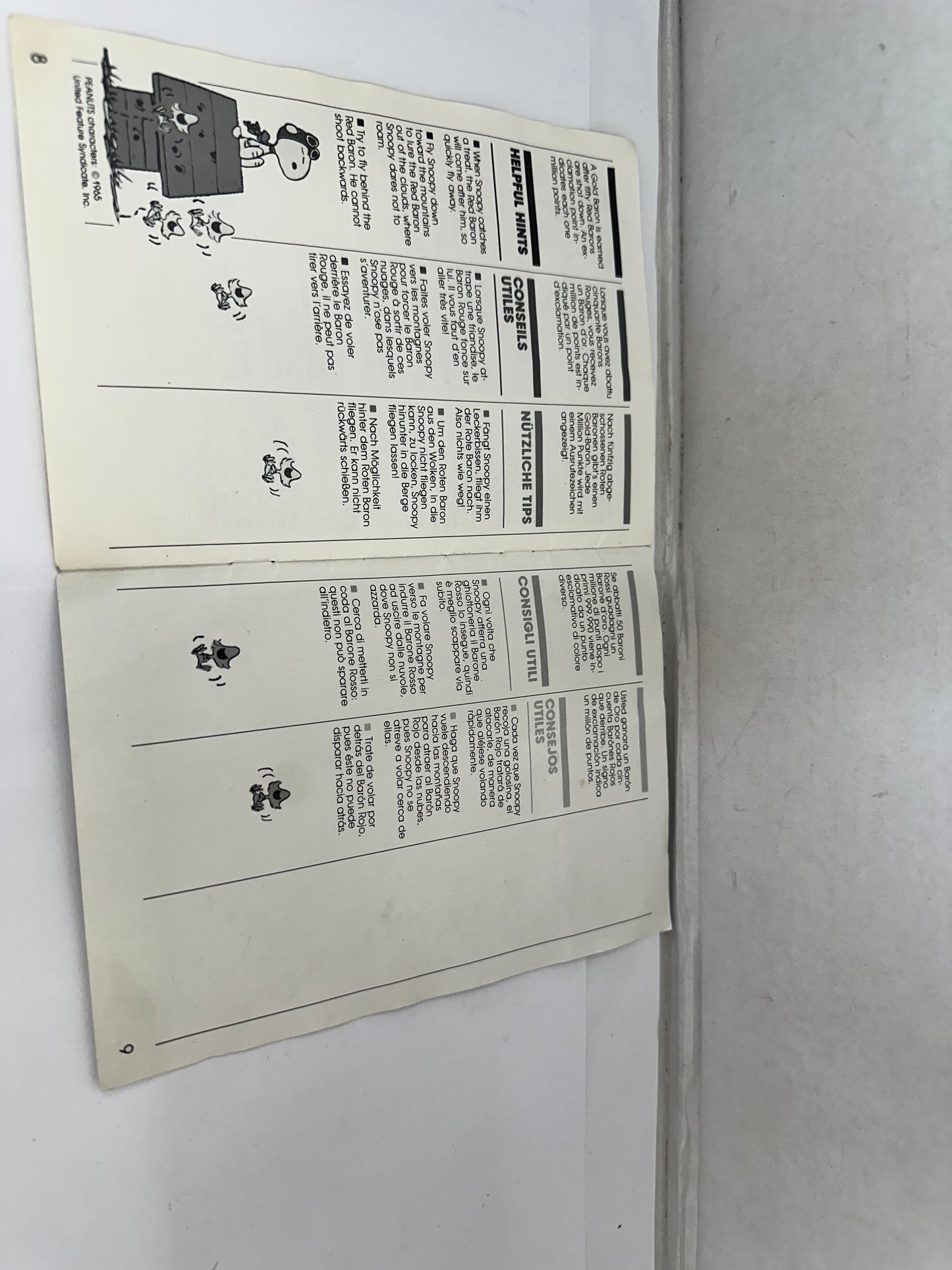 Atari 2600 Snoopy and the Red Baron Instruction Manual Only No Game