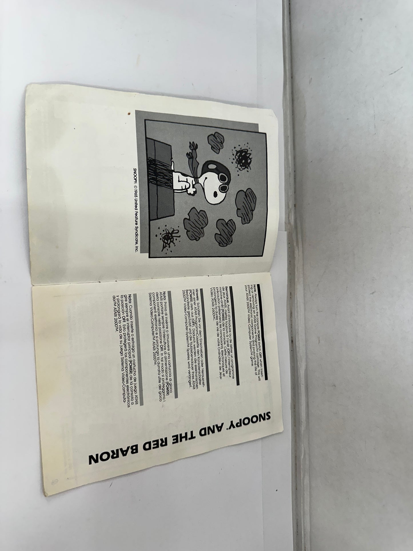 Atari 2600 Snoopy and the Red Baron Instruction Manual Only No Game