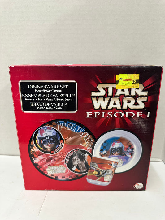 Star Wars Episode 1 Dinnerware 3 Piece set Plate/Bowl/Tumbler Anakin & Sebulba
