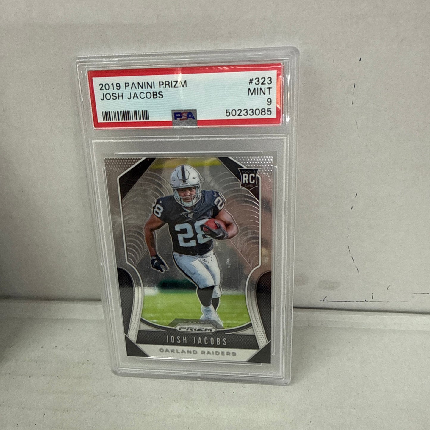 2019 Panini Prizm Rookies Red White & Blue Josh Jacobs PSA 9