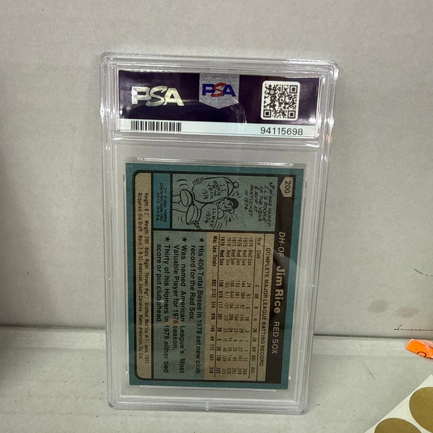 1980 Topps - Jim Rice #200 PSA 8