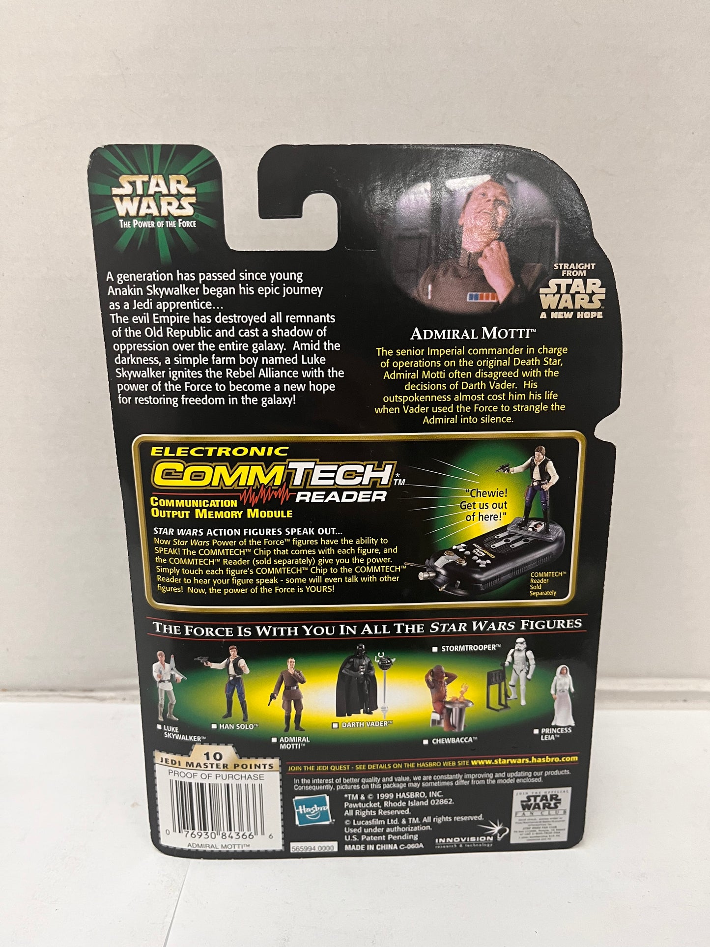 Star Wars 1999 Admiral Motti w/Imperial Blaster Comm Tech Chip Figure