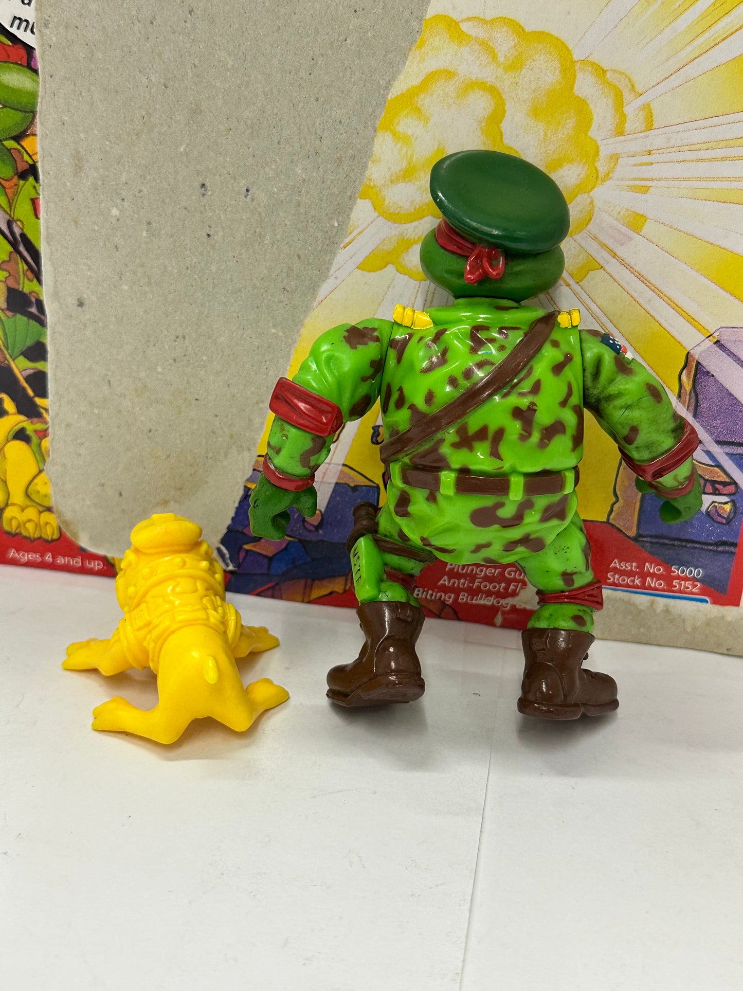 Vintage Teenage Mutant Ninja Turtles Green Beret Raph 1991 Playmates W Cardback