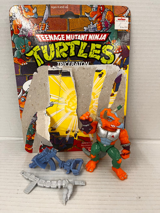 TMNT Triceraton Figure Complete 1990 Teenage Mutant Ninja Turtles Loose W Card