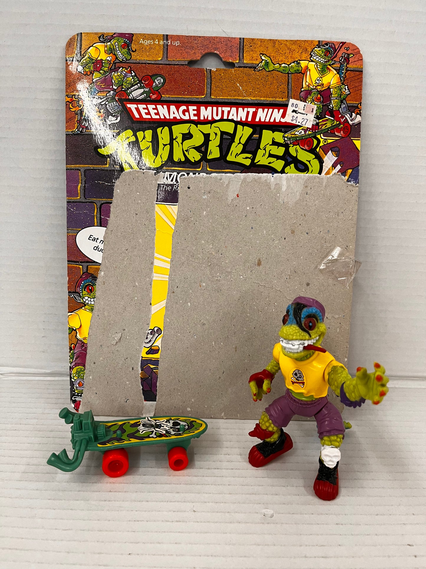 Vintage 1990 Teenage Mutant Ninja Turtles TMNT Mondo Gecko Figure W/ Skateboard