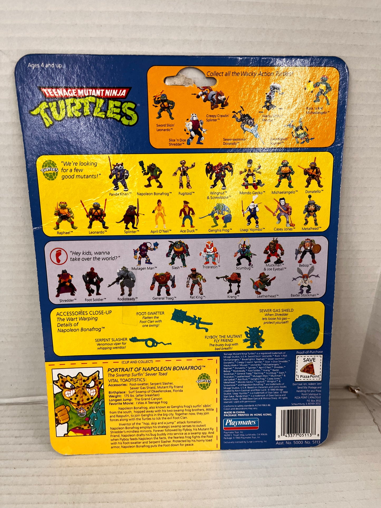 Vintage 1990 Playmates TMNT Napolean Bonafrog  Action Figure Complete