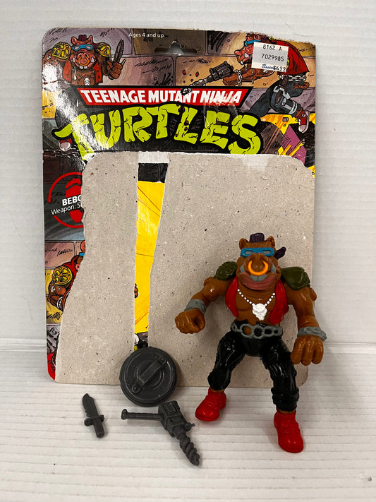 TMNT Bebop Vintage Figure 100% Complete Ninja Mutant Ninja Turtles Loose W Card