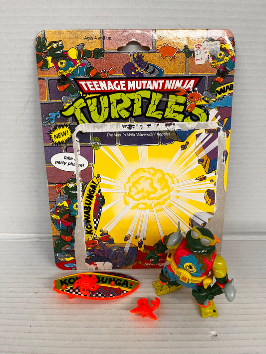 Vintage 1990 TMNT Mike the Sewer Surfer 4" Complete Loose W File