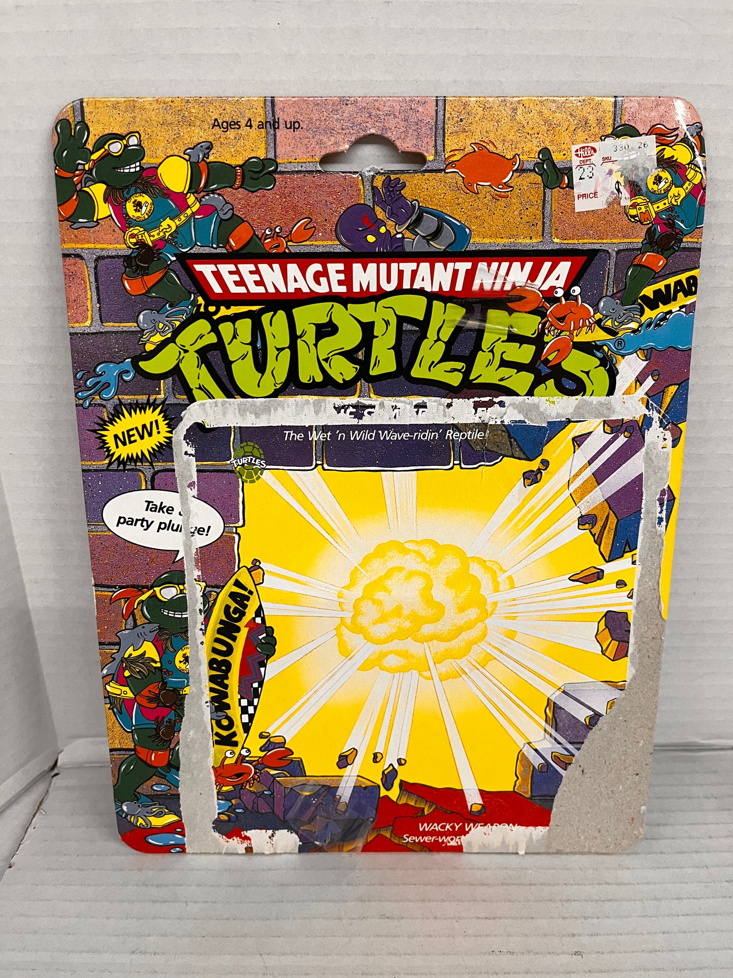 Vintage 1990 TMNT Mike the Sewer Surfer 4" Complete Loose W File