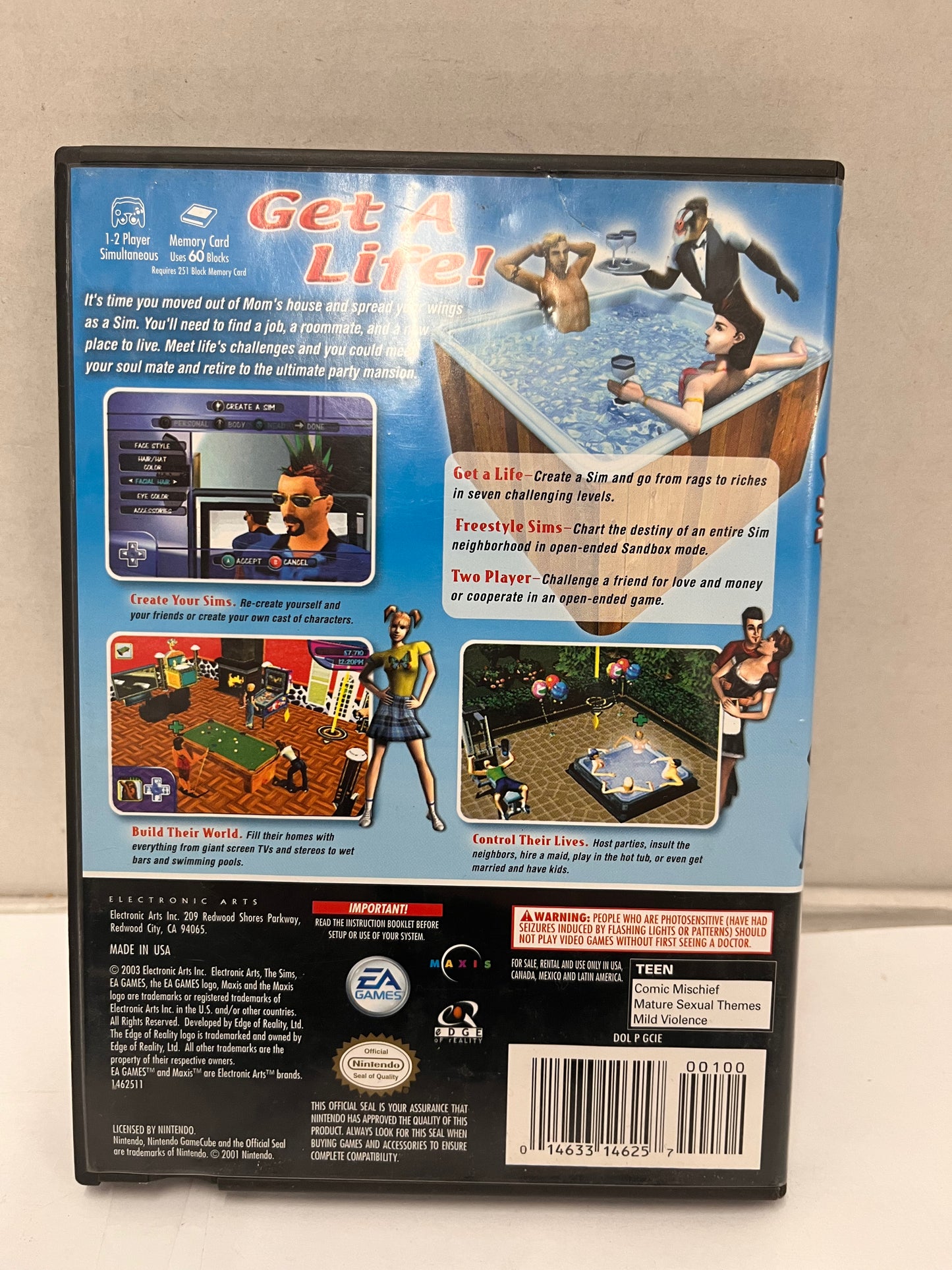 The Sims (Nintendo GameCube, 2003) Complete With Manual