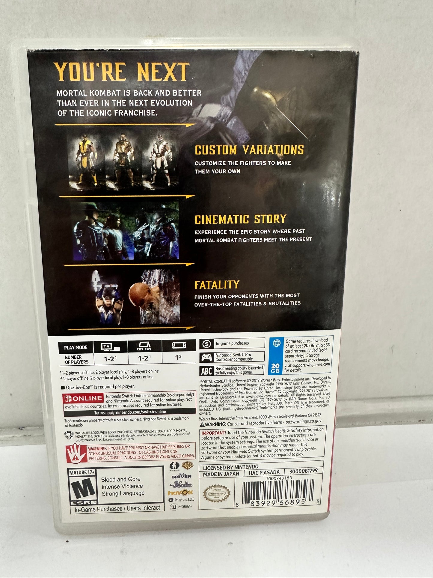 Mortal Kombat 11 (Nintendo Switch) Game & Case Tested