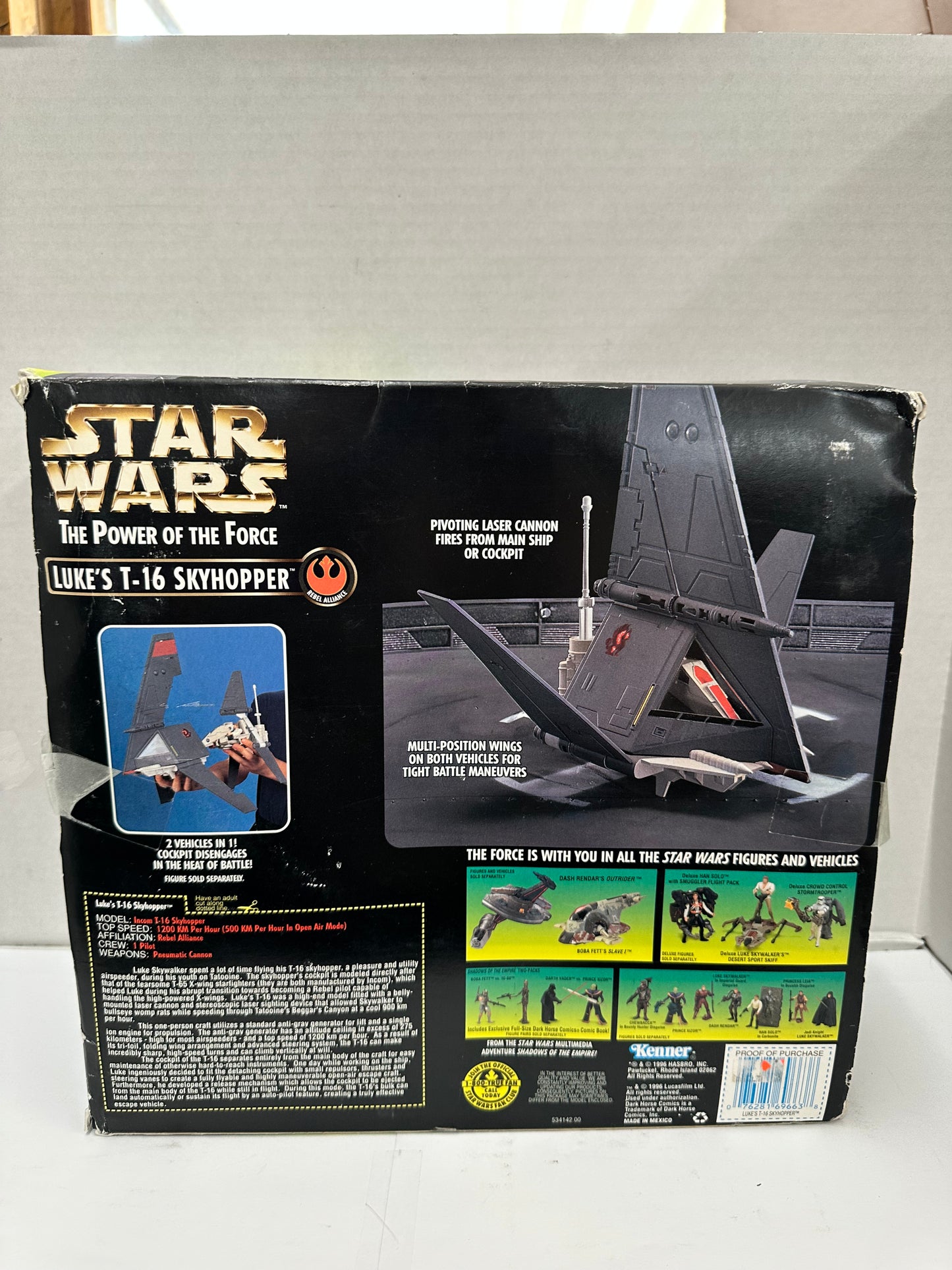 Vintage Star Wars Power Of The Force Luke's T-16 Skyhopper Rebel Alliance Kenner