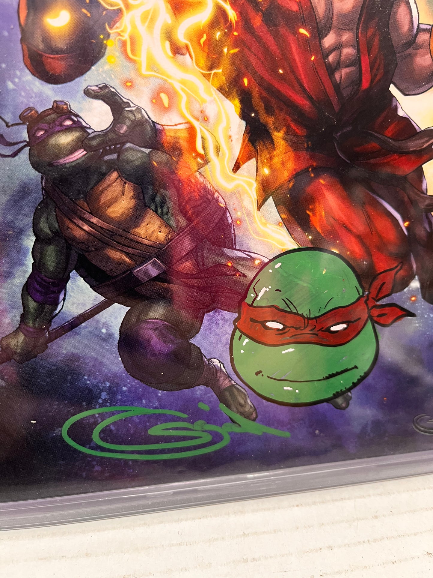 TMNT vs Street Fighter #1 Sajad Shah Exclusive SIGNED W/ ART - RAPHAEL W/ COA