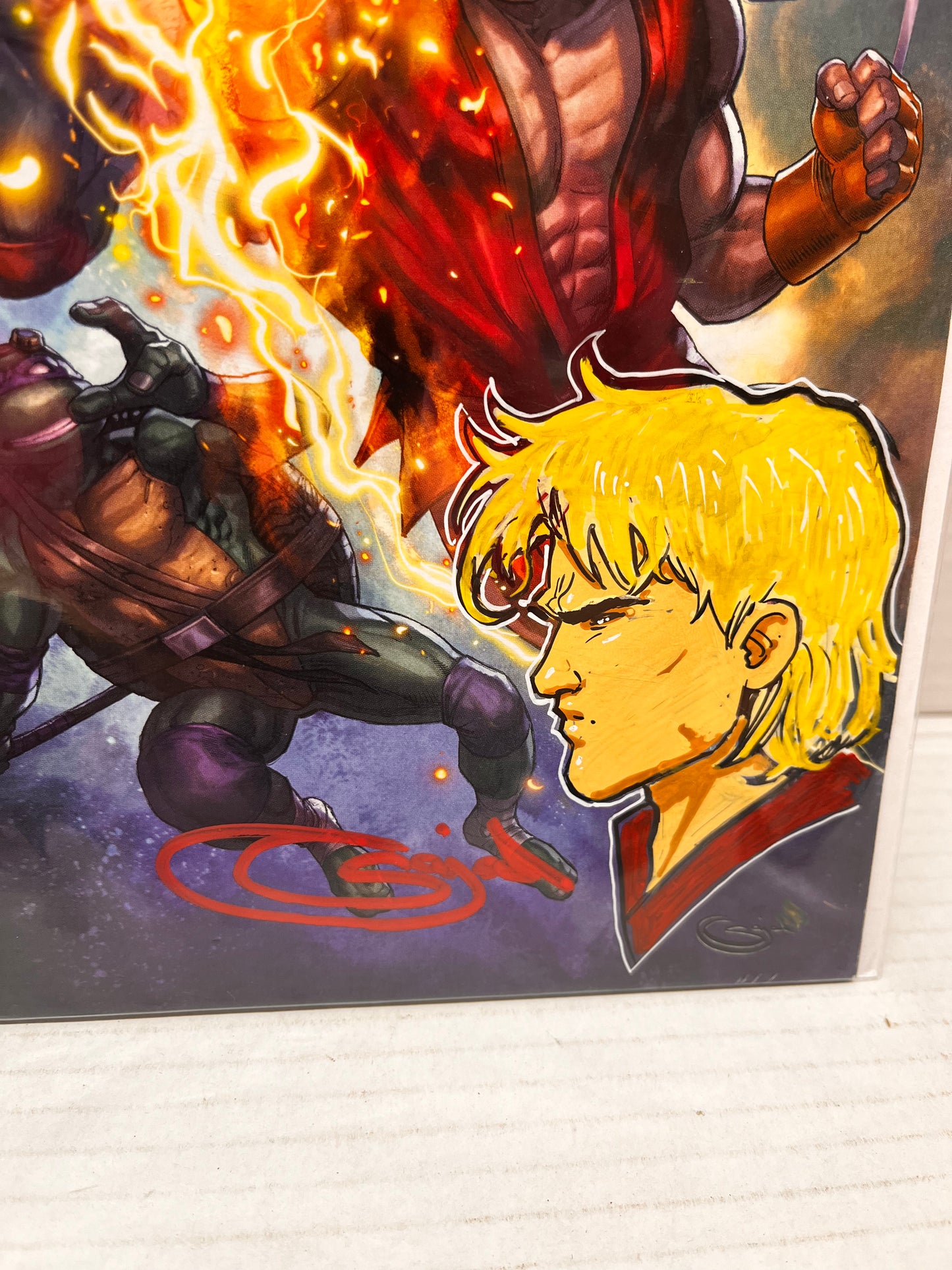 TMNT vs Street Fighter #1 Sajad Shah Exclusive SIGNED W/ ART - KEN MASTERS & COA