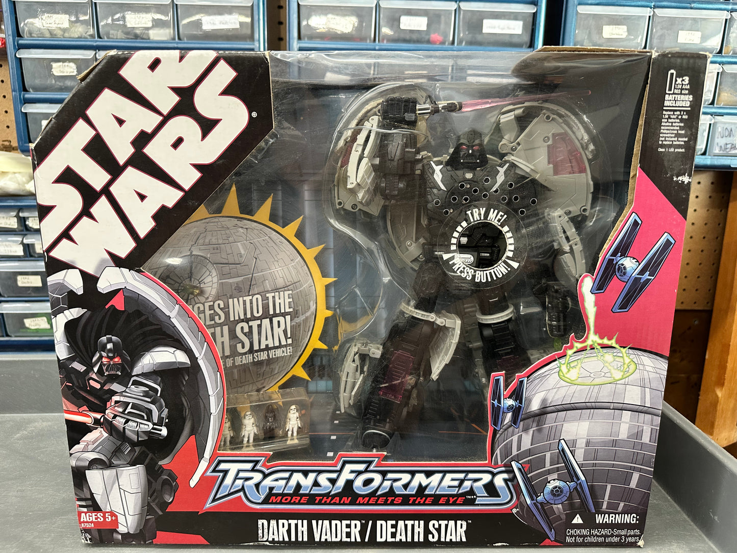 Transformers Star Wars Darth Vader Death Star Figure 2007 Hasbro NEW- Electronic