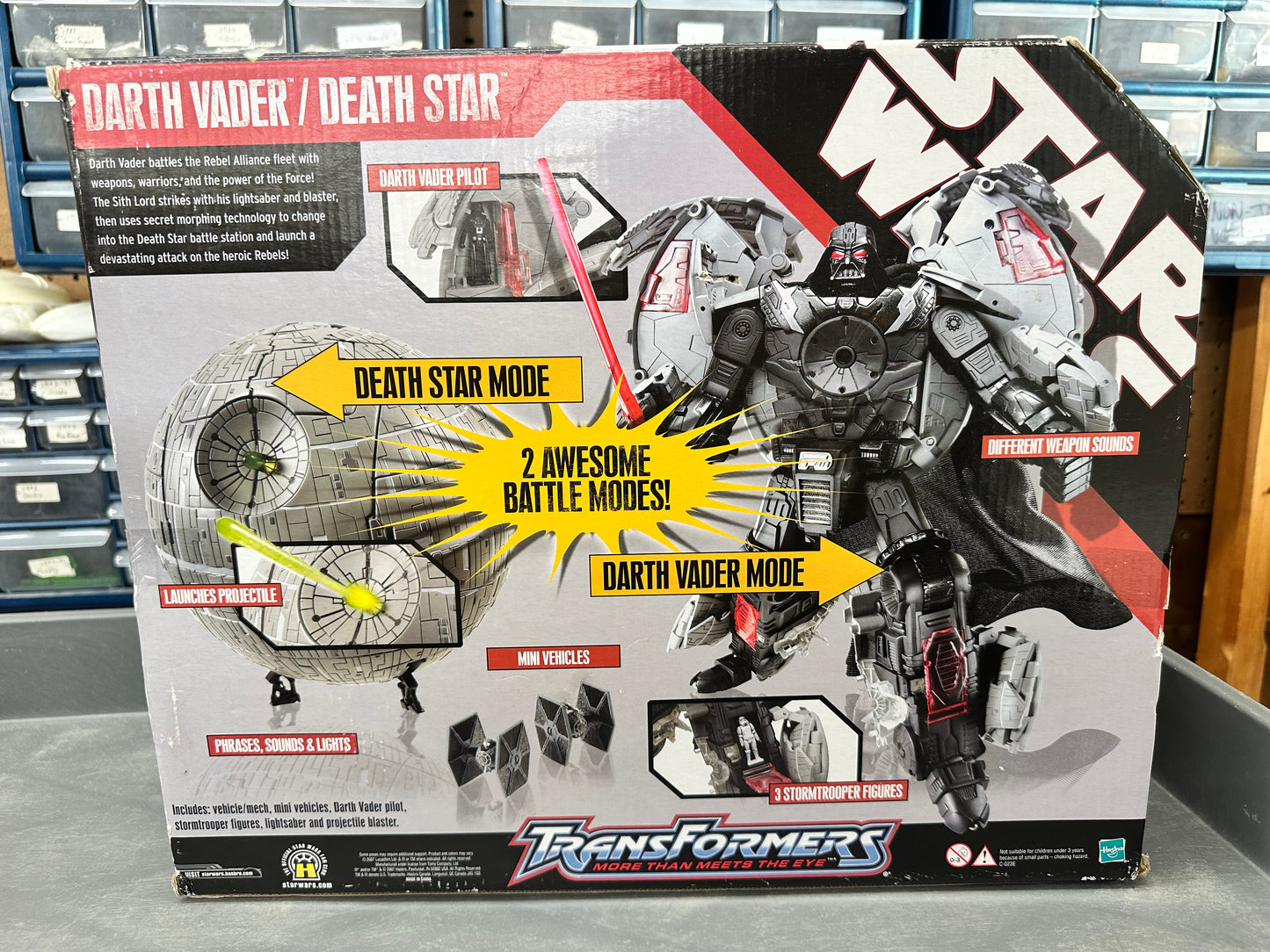 Transformers Star Wars Darth Vader Death Star Figure 2007 Hasbro NEW- Electronic