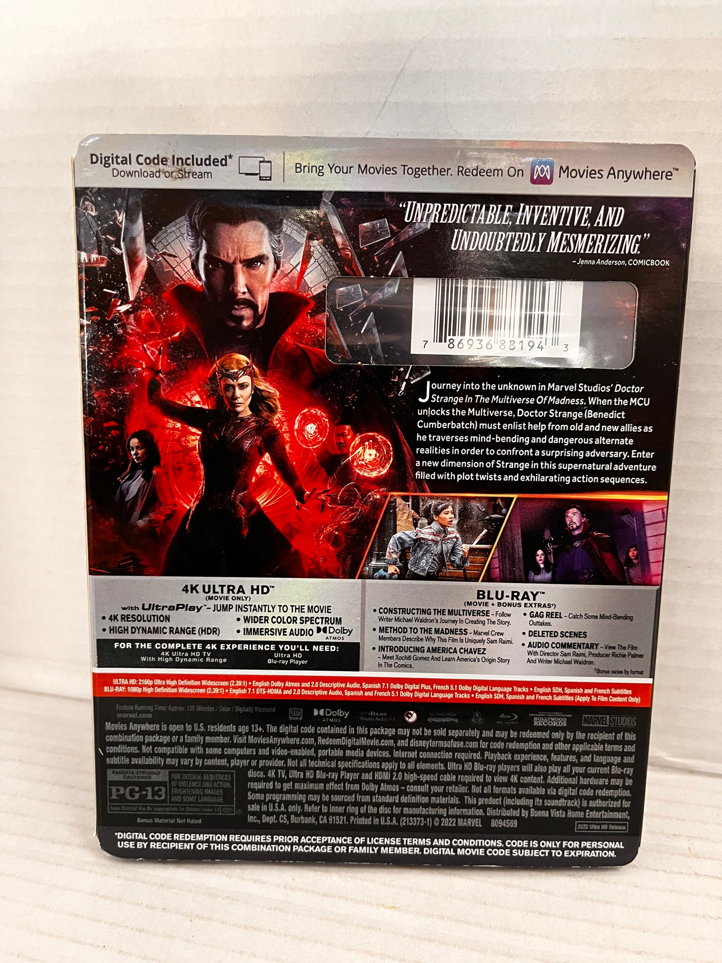 Doctor Strange the Multiverse of Madness 4K UHD, Blu-Ray, Digital Code