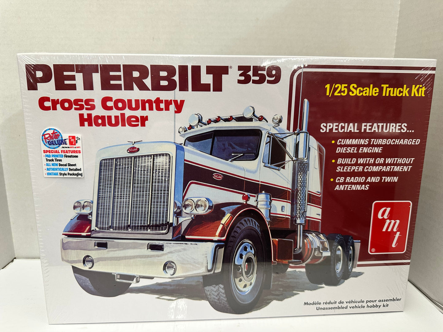 AMT #1477M 1/25 Scale Peterbilt 359 Cross Country Hauler Updated Kit 2025 Sealed