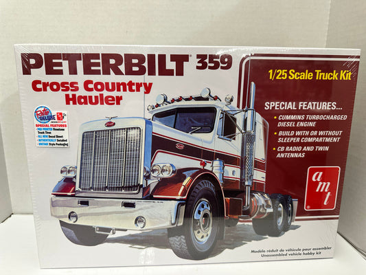 AMT #1477M 1/25 Scale Peterbilt 359 Cross Country Hauler Updated Kit 2025 Sealed