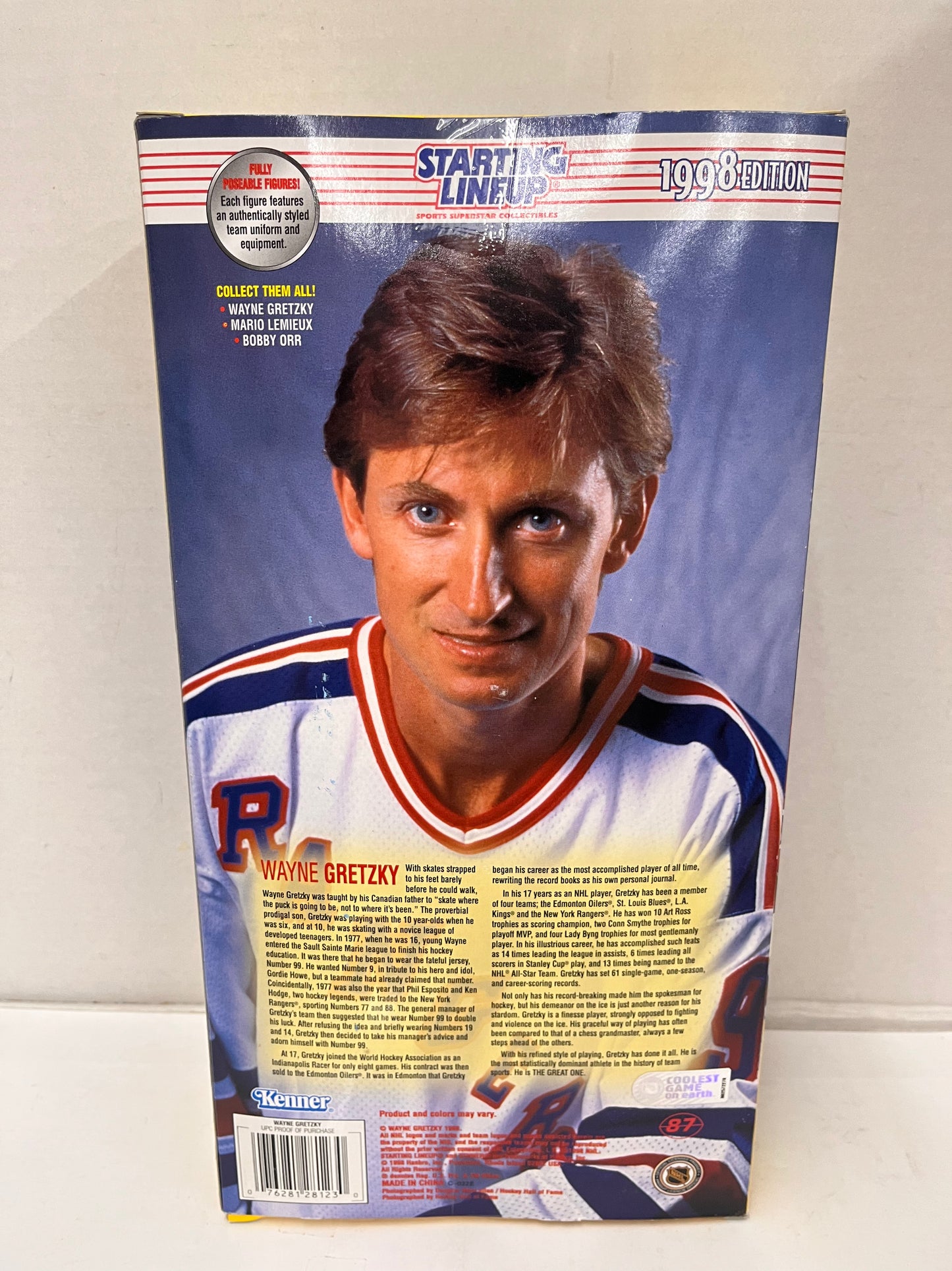 1998 Starting Lineup Wayne Gretzky 12" NHL Poseable Action Figure Sealed Rangers