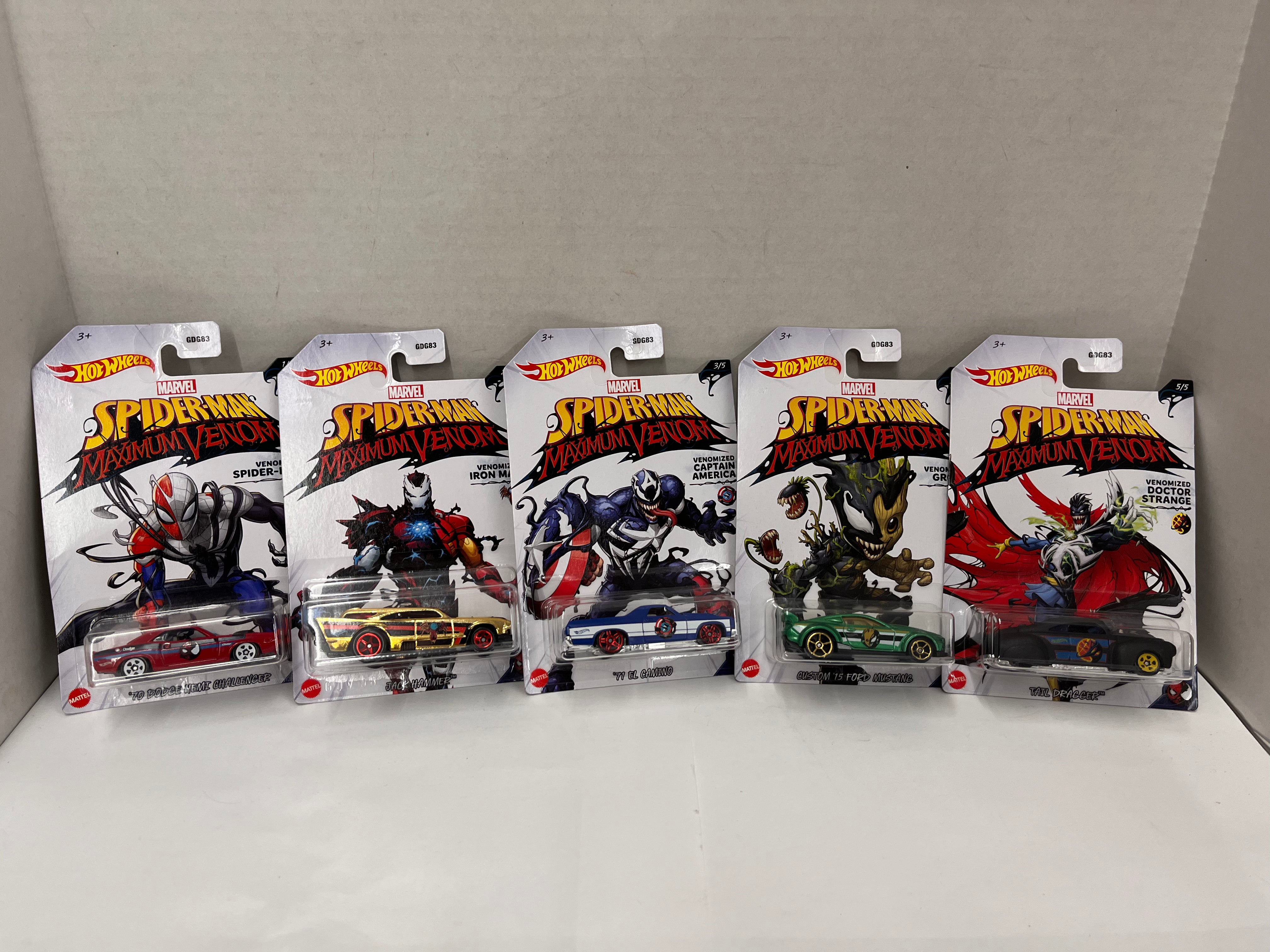 Hot Wheels Marvel Spider-man Maximum Venom Cars: Complete set of 5 ...