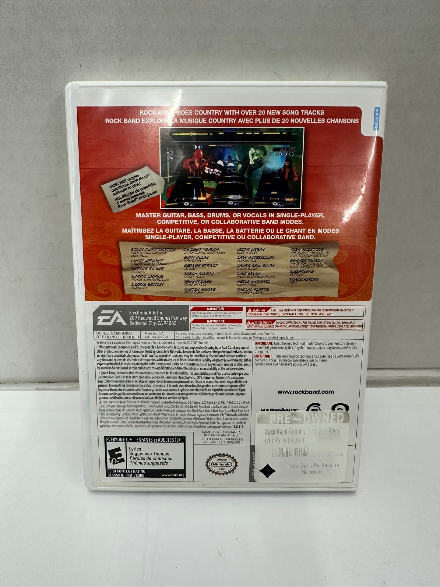 EA Games Rock Band Country Track Pack 2 (E10+) Wii NTSC-U/C Case Disc Manual