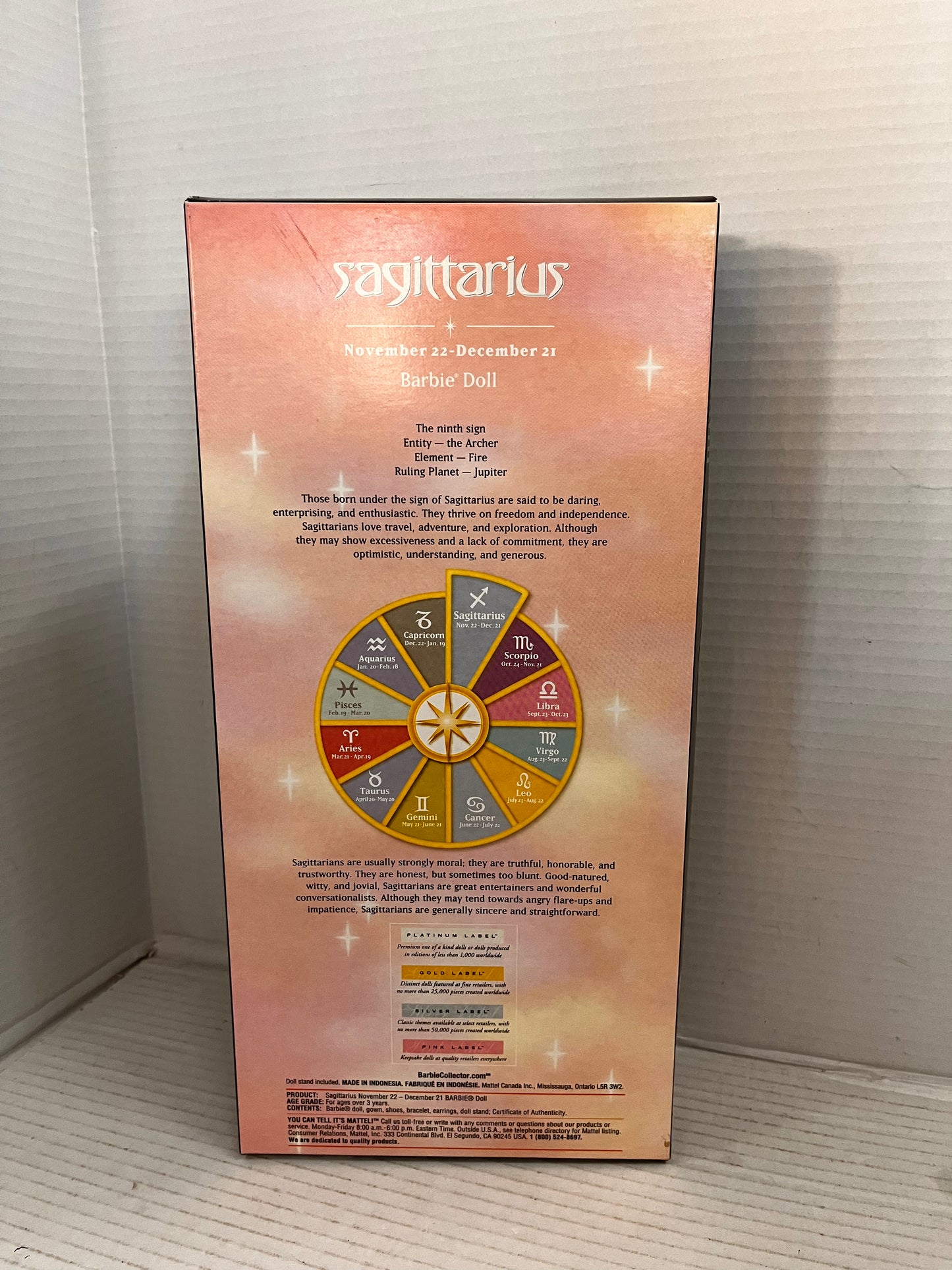 Sagittarius Barbie Doll The Zodiac Collection Pink Label 2004 Mattel