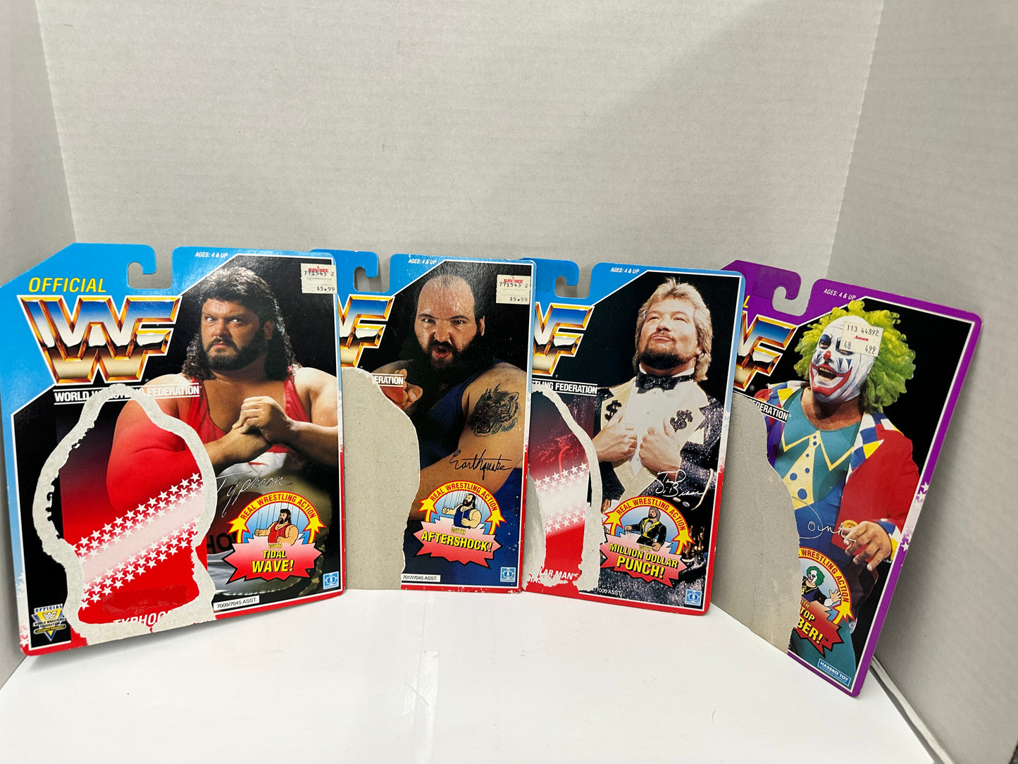 Lot 4 Hasbro WWF Wrestling Cards Back ONLY