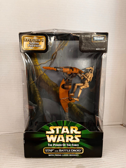 Star Wars STAP & BATTLE DROID w/ Firing Laser Missiles POWER OF THE FORCE Kenner