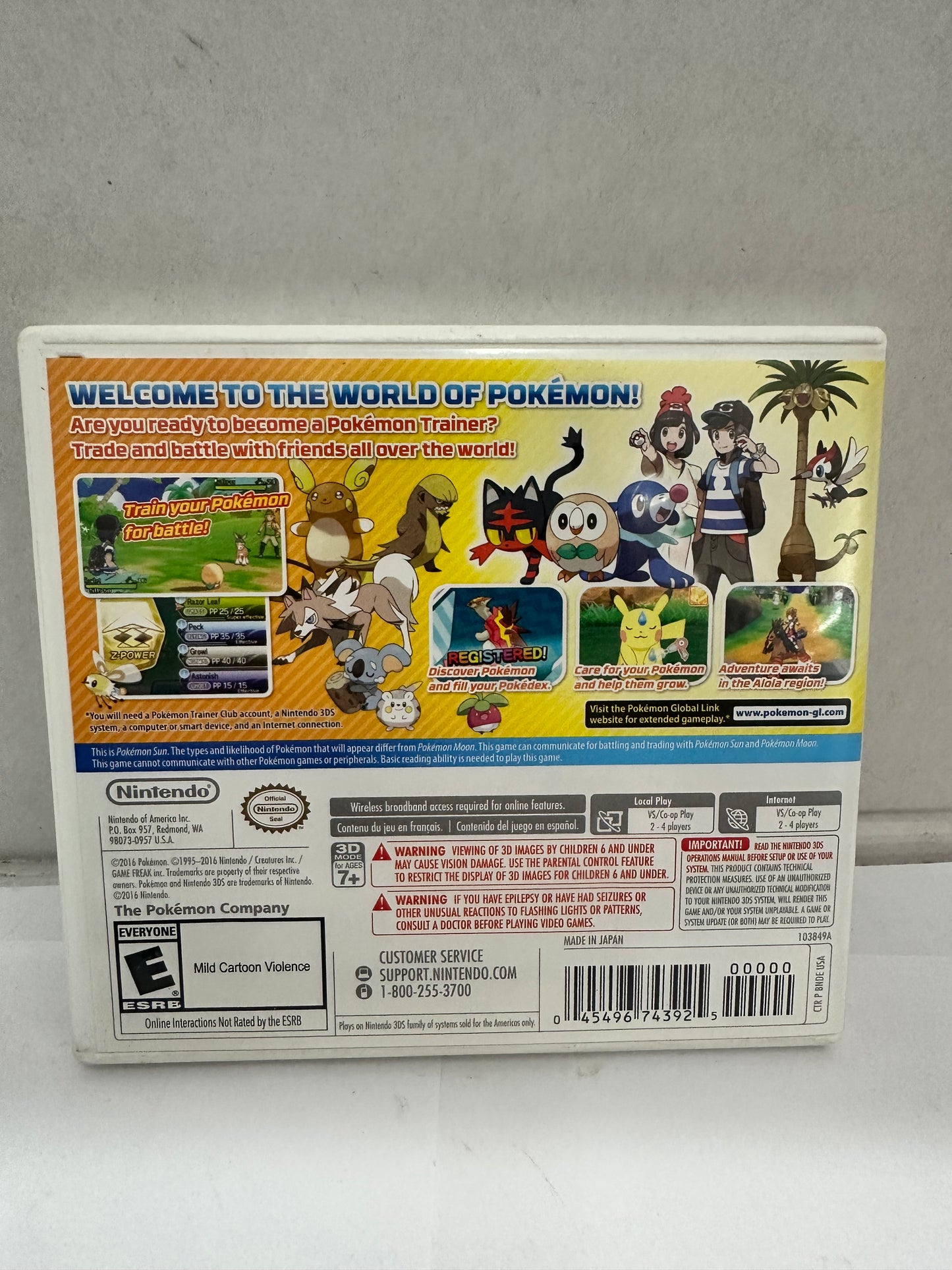 Pokemon Ultra Sun Nintendo 3DS Case And Manual ONLY No Game