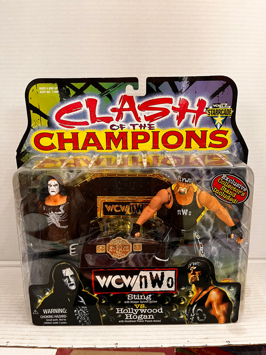 Vintage Wcw Nwo Clash Of The Champions Sting Hogan Wrestling Figure 2 Pack 1999