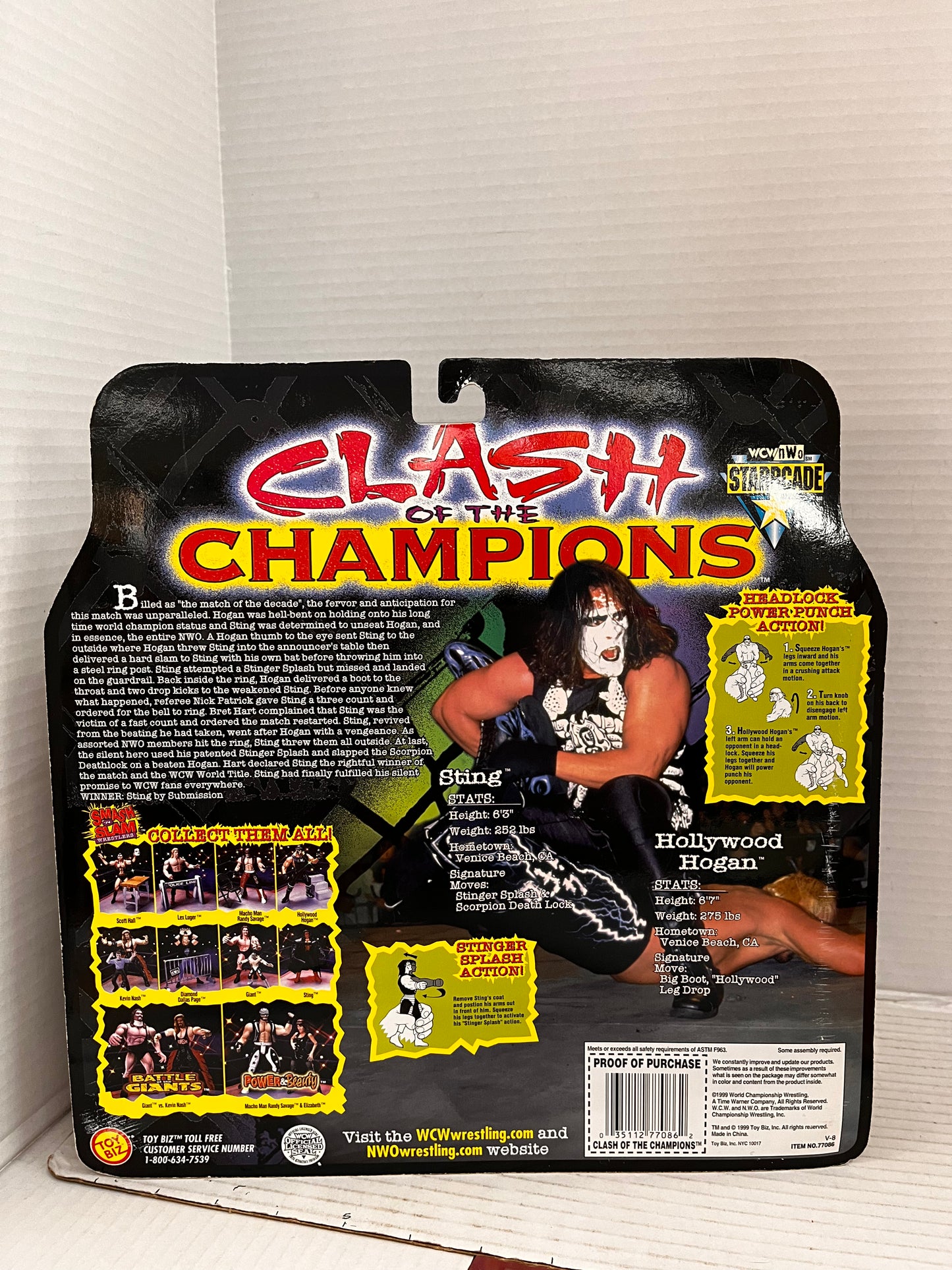 Vintage Wcw Nwo Clash Of The Champions Sting Hogan Wrestling Figure 2 Pack 1999