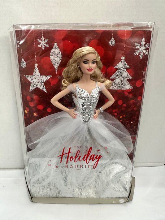 Barbie Signature 2021 Holiday Doll in Silver Gown Open Box Damage