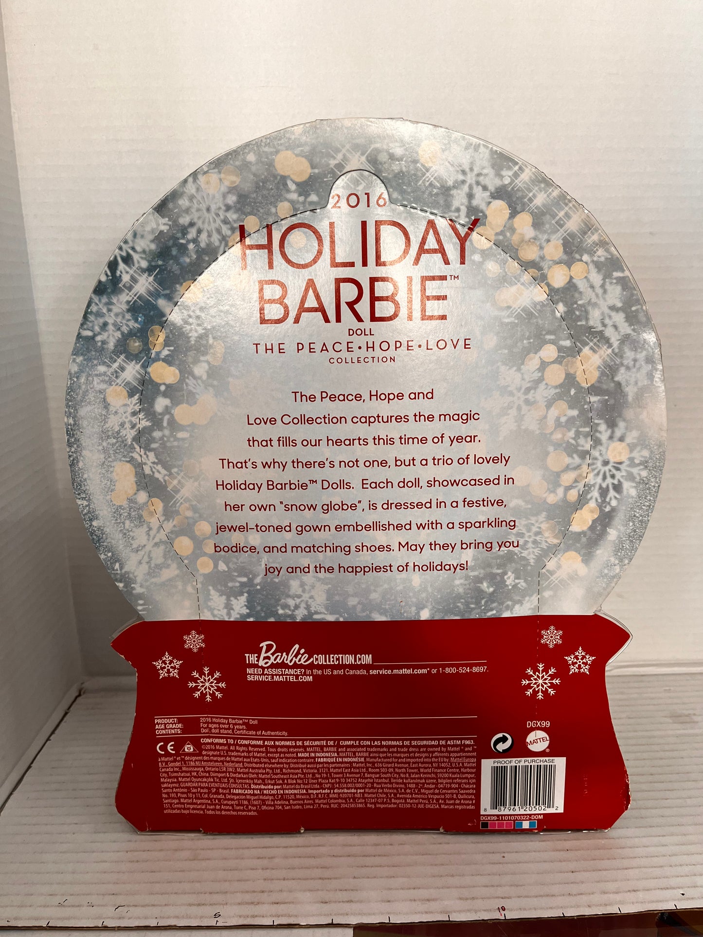 2016 Mattel Holiday Barbie Doll Peace Hope Love Collection