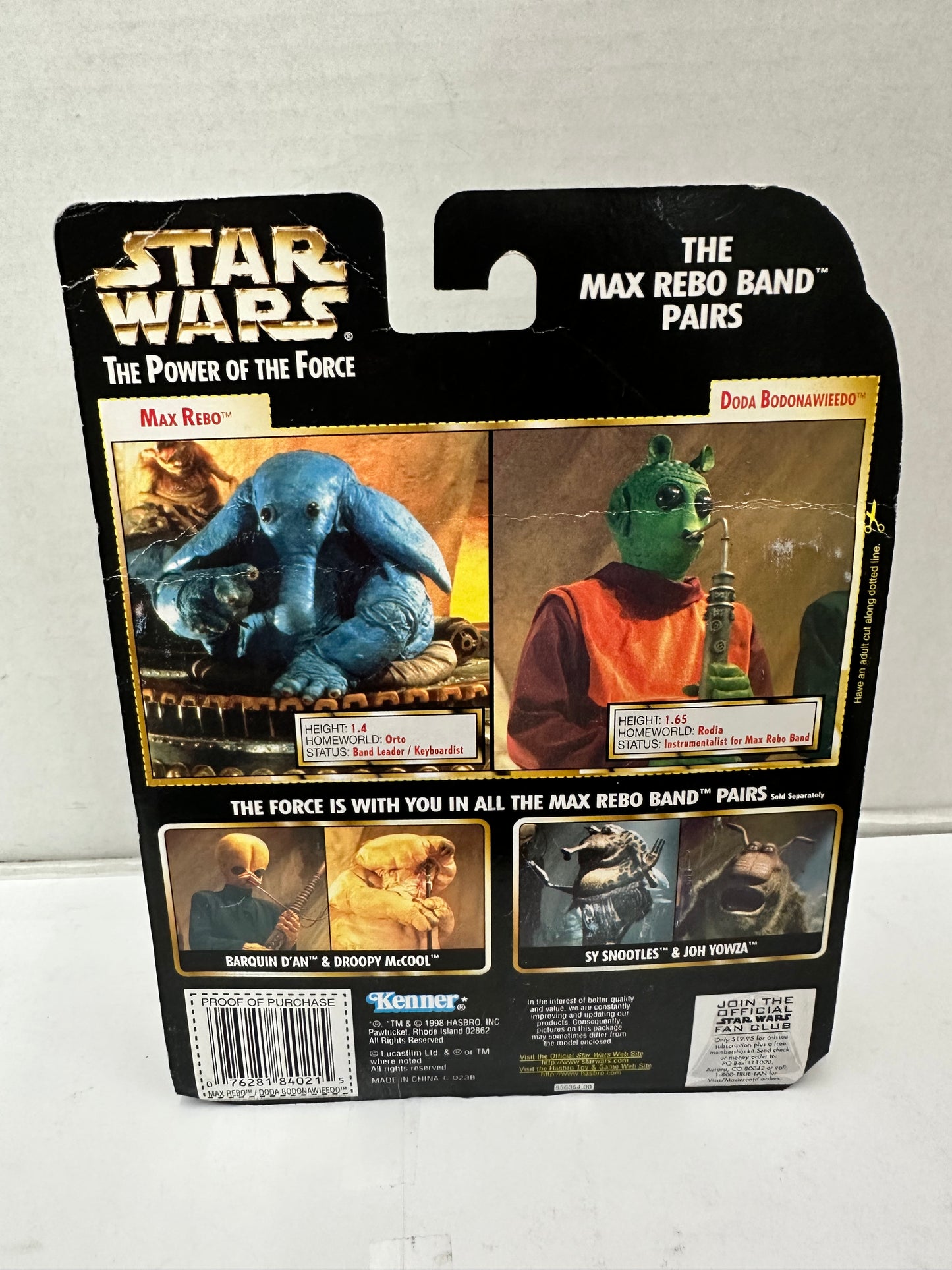 Star Wars POTF Max Rebo Band Pairs Doda Bodonawieedo 1998 Kenner Jabba’s Palace