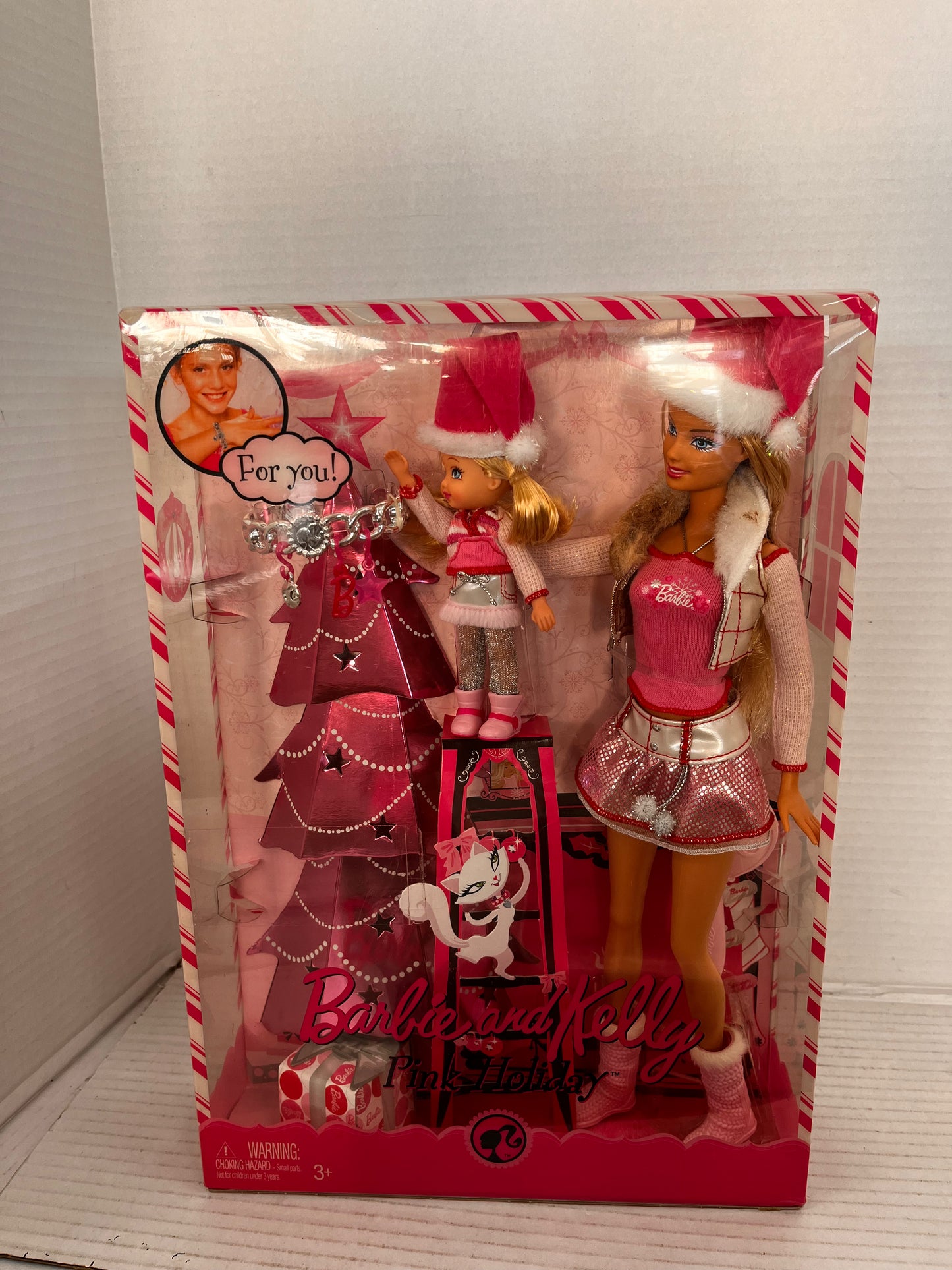 Pink Holiday Barbie and Kelly Doll Gift Set with Bracelet for You Mattel