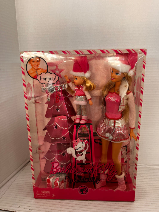 Pink Holiday Barbie and Kelly Doll Gift Set with Bracelet for You Mattel