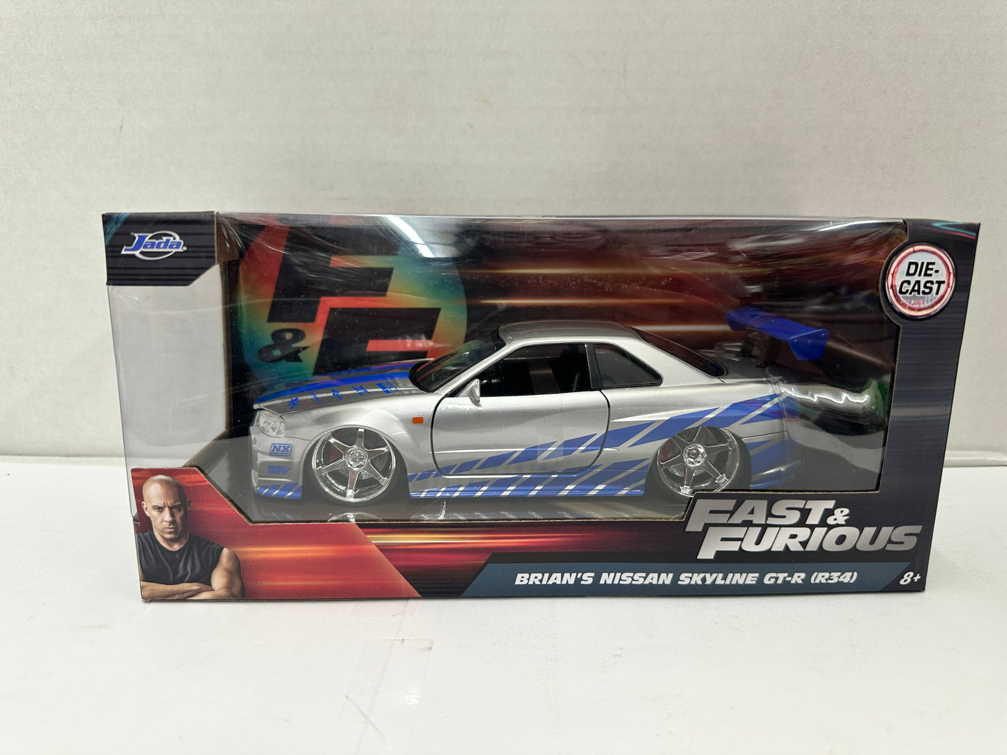 Jada Tys Fast & Furious Brian's Nissan Skyline GT-R R34 Die Cast Car - Silver