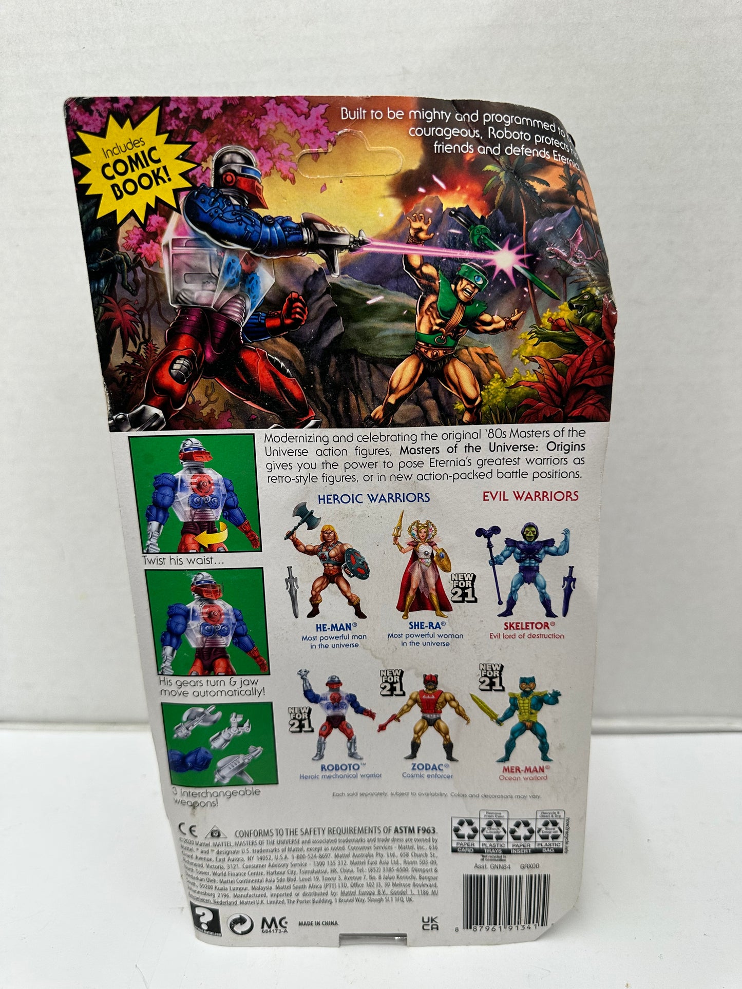 Mattel Masters of The Universe Motu 5.5 in Roboto Action Figure GRX00 UNPUNCHED