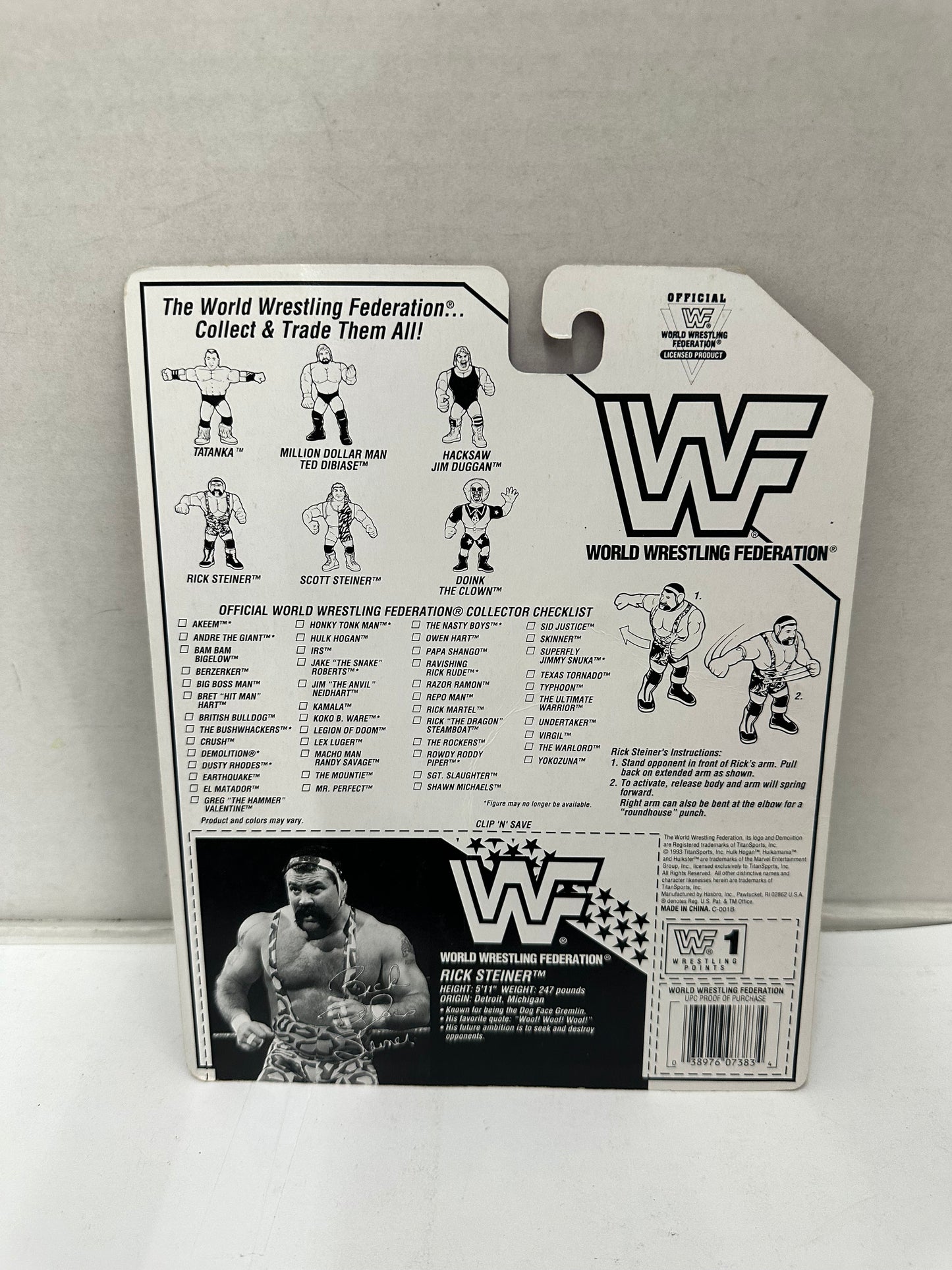 Lot 4 Hasbro WWF Wrestling Cards Back ONLY